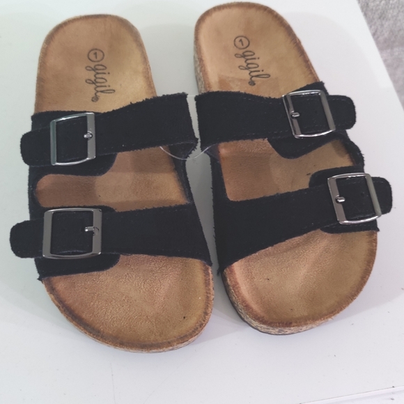 GiGil Double Buckle Cork Footbed Slide Girls Sandals SIZE 1 - Picture 1 of 4